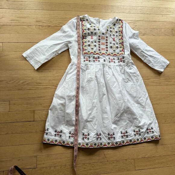 Embroidered Floral 3/4 Sleeves Tunic Dress Women's Ethnic Lightweight Boho White - Picture 7 of 10